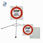 Roll Up Folding Sign - Stop Control Guardia Civil Reflective Folding Warning Sign